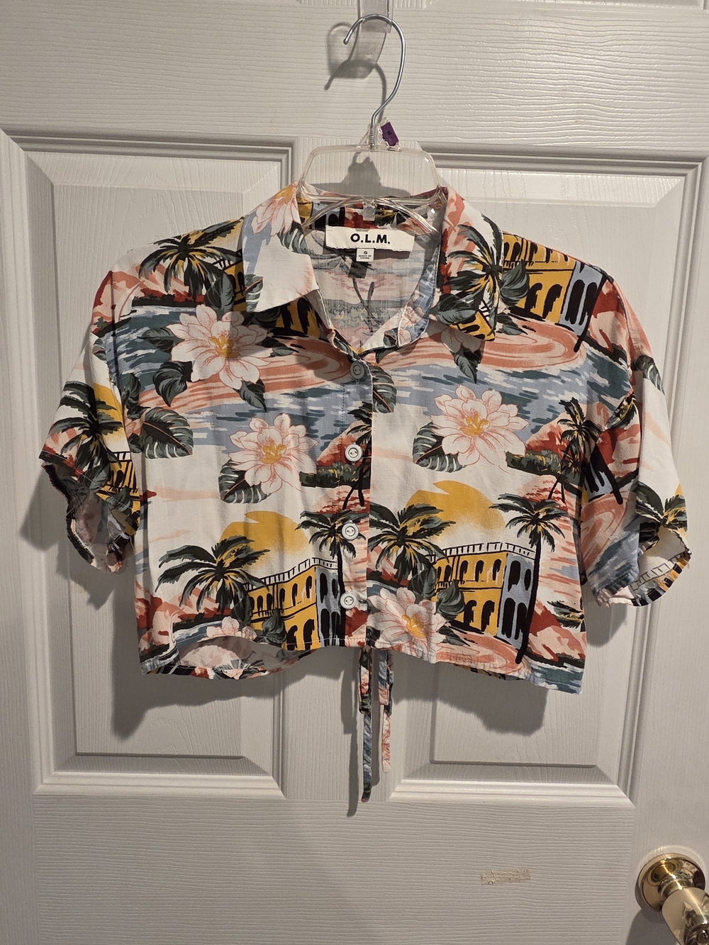 Tropical Crop Button-Up Shirt in Multi
